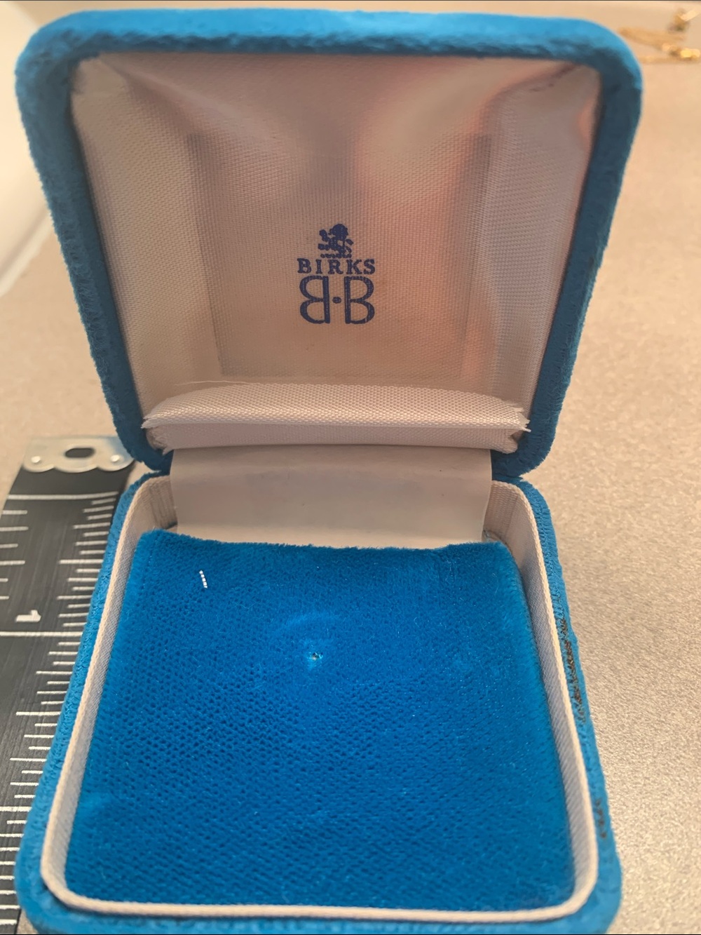 Birks Vintage - Square-Blue Velvet Jewelry Box for Men’s Accessories